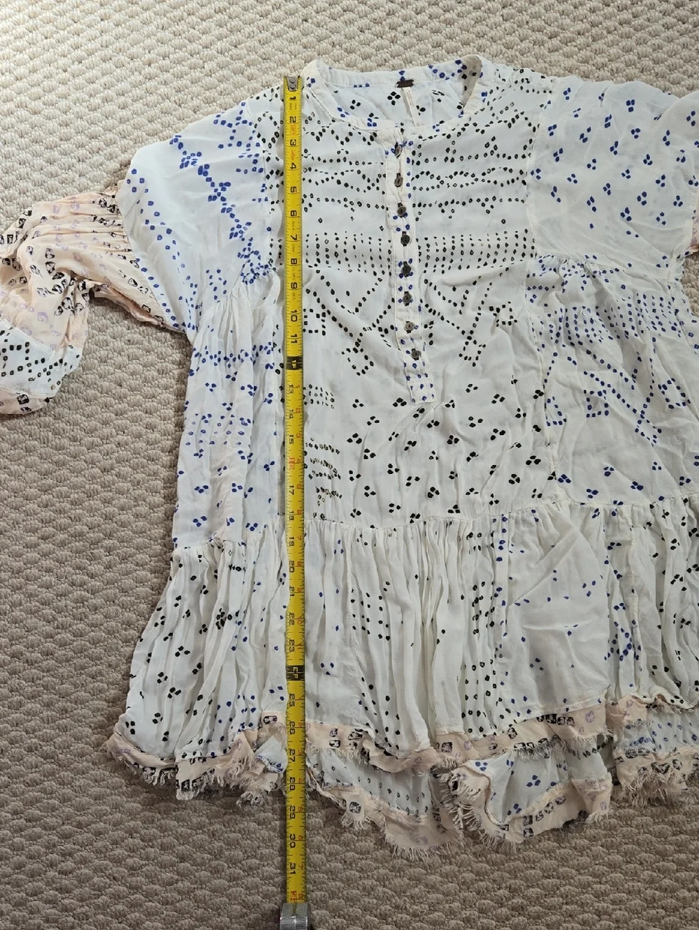 Free People Boho Long Sleeved Shibori Tunic XS - Picture 6 of 7